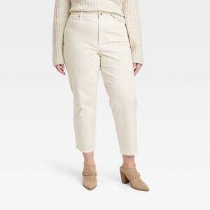 Universal Thread Cream/White High-Rise 90's Slim Straight Jeans